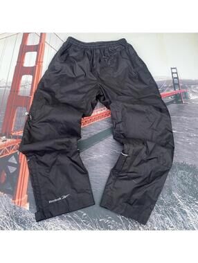 Reebok Vintage Mens M Black Windbreaker Track Pants Ankle Zip 90s Y2K Athletic